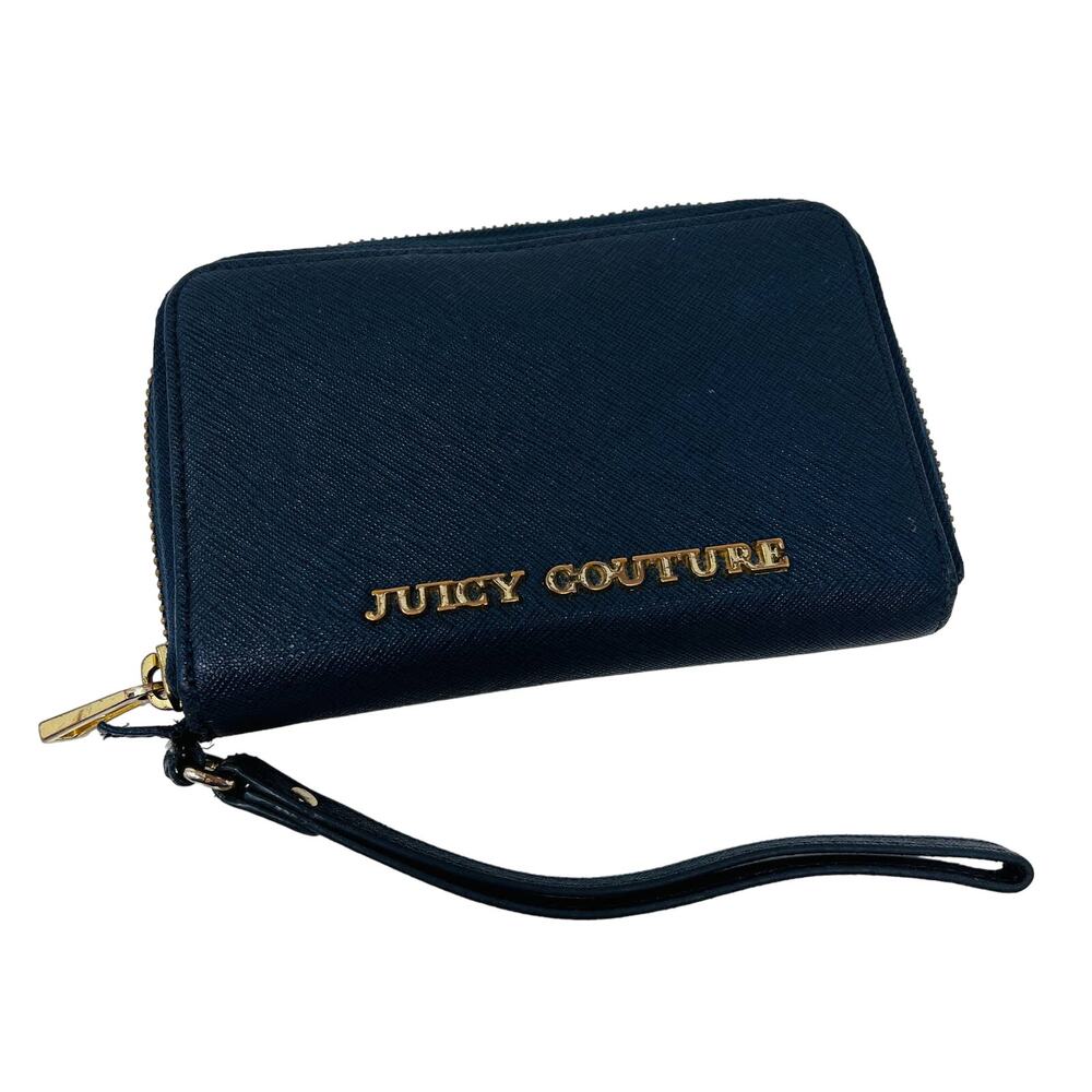 Juicy Couture Mini Continental Wallet Top Zip Black Purple